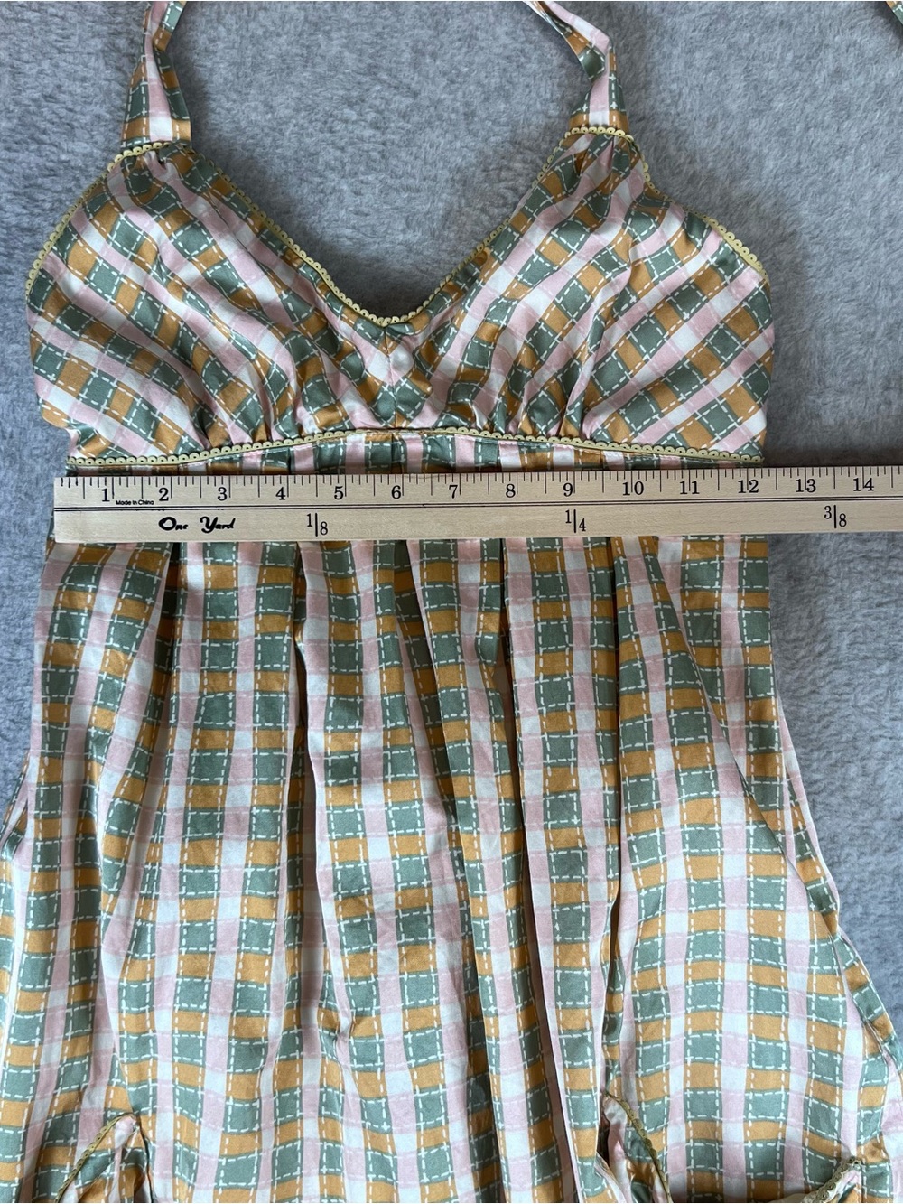 Silk Blend Women’s Halter Dress Plaid 90s Y2K Pockets Size XS - Picture 12 of 14